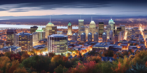 Obraz premium Montreal at night - Generative AI