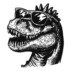 cool dinosaur wearing sunglasses vector sketch