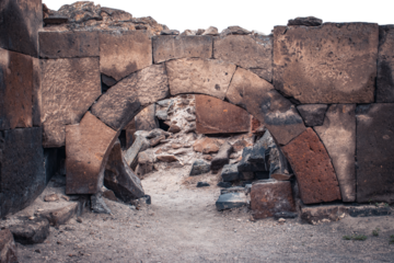 Ruins of an ancient Christian temple isolated PNG photo with transparent background.