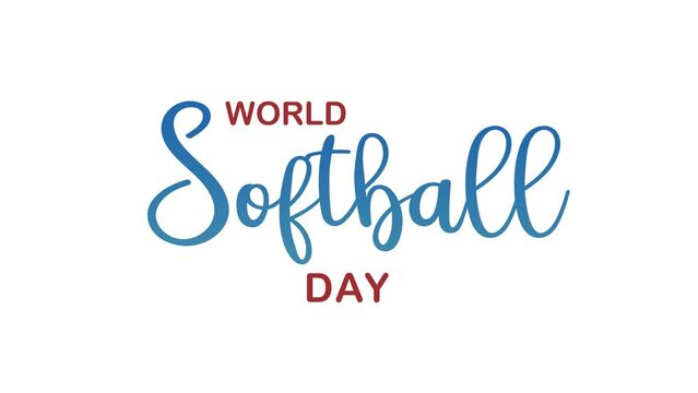 world softball day animation. 4k animated greeting card. gift card. green screen and alpha channel.