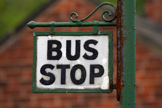 old bus stop sign, black country museum, birmingham, uk