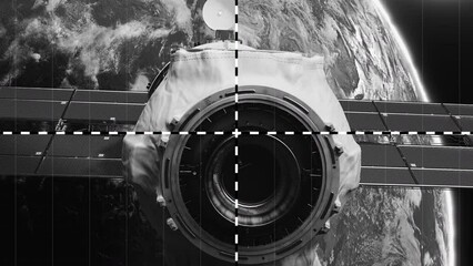 simulation of video surveillance of the docking of the Space Module with the Space Station in the orbit of Planet Earth