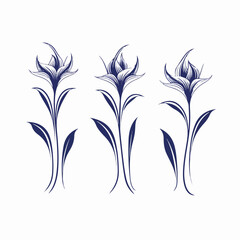 Fototapeta na wymiar Whimsical bluebell illustrations in outline style, ideal for nature-inspired artwork.