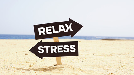 Fototapeta Relax Or Stress are shown using the text on the road signs obraz