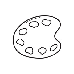 Palette with watercolors doodle. Hand drawn vector illustration isolated on white background