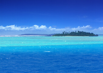Waves crashing on the reef of Tropical Island in the Pacific
