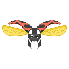 Abstract Flat Cartoon Different Animal Insect Ladybug Stand, Fly Vector Design Style Elements Fauna Wildlife