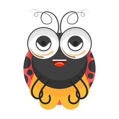 Abstract Flat Cartoon Different Animal Insect Ladybug Stand, Fly Vector Design Style Elements Fauna Wildlife