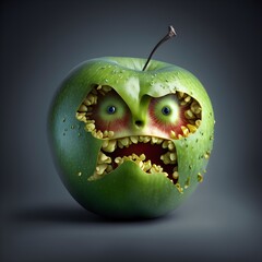 Apple monster face, AI generated