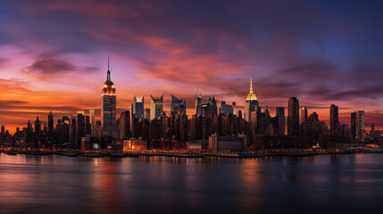 Fototapeta na wymiar city skyline sunset