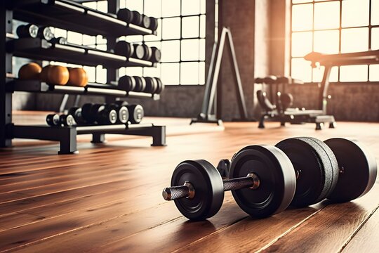 gym with stuff and equipment full professional photography ai generated