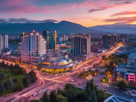 Almaty city Kazakhstan view from above