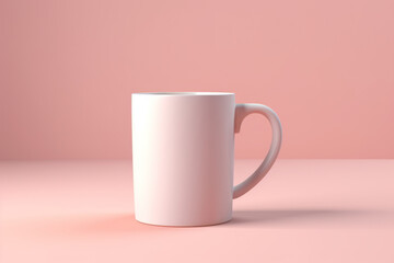 White mug mock up on pink background Generative AI