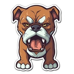 Generative AI sticker cartoon aggressive dog pit bull