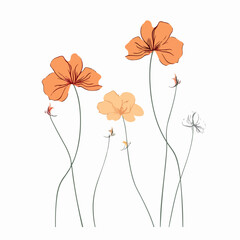 Whimsical nasturtium outline illustration with intricate details.