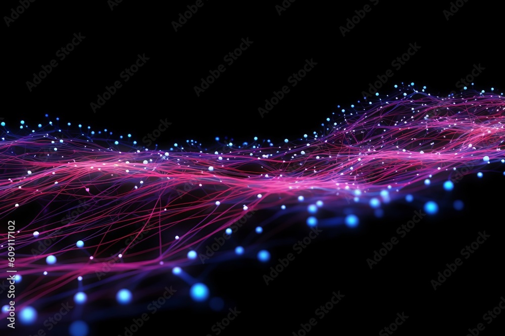 Aufkleber abstract futuristic, network connection fiber optic, transmission line, hop to hop delivery, node to