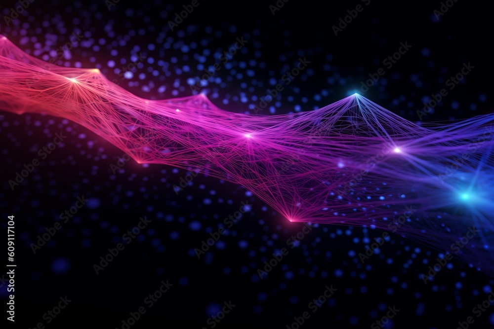 Aufkleber abstract futuristic, network connection fiber optic, transmission line, hop to hop delivery, node to