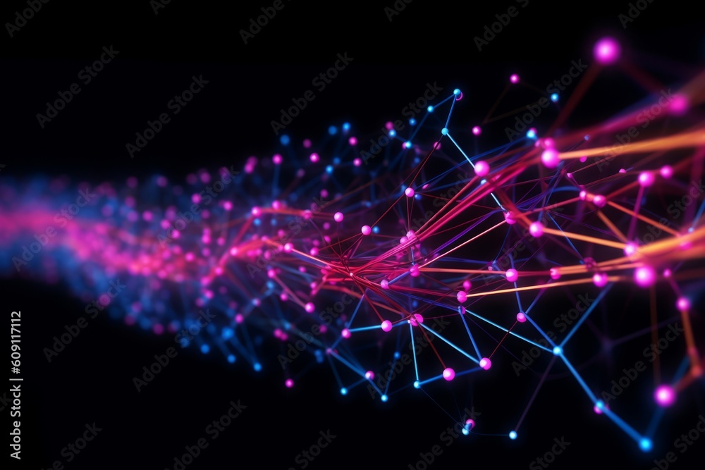 Aufkleber abstract futuristic, network connection fiber optic, transmission line, hop to hop delivery, node to