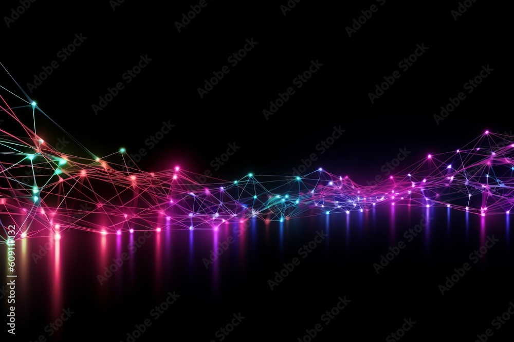 Aufkleber abstract futuristic, network connection fiber optic, transmission line, hop to hop delivery, node to