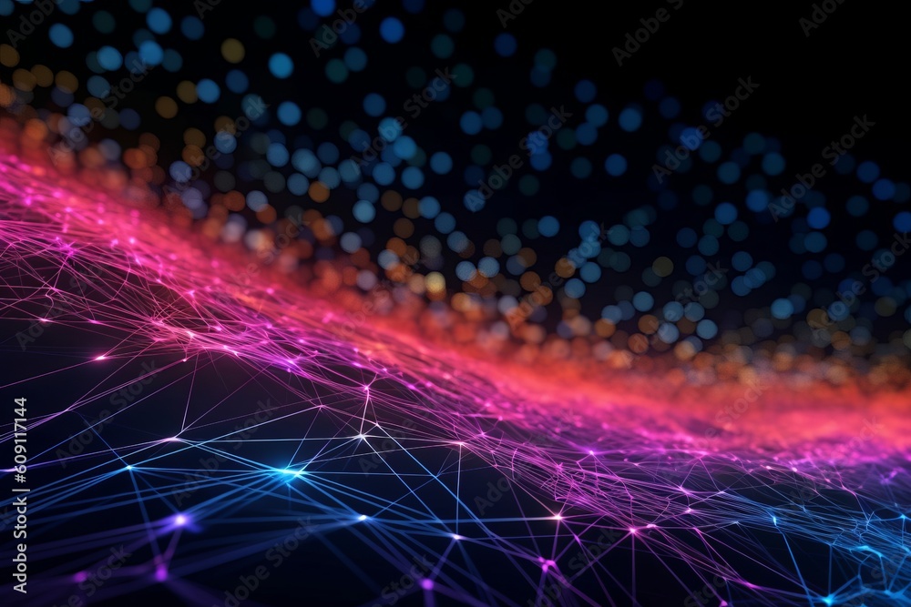 Poster abstract futuristic, network connection fiber optic, transmission line, hop to hop delivery, node to