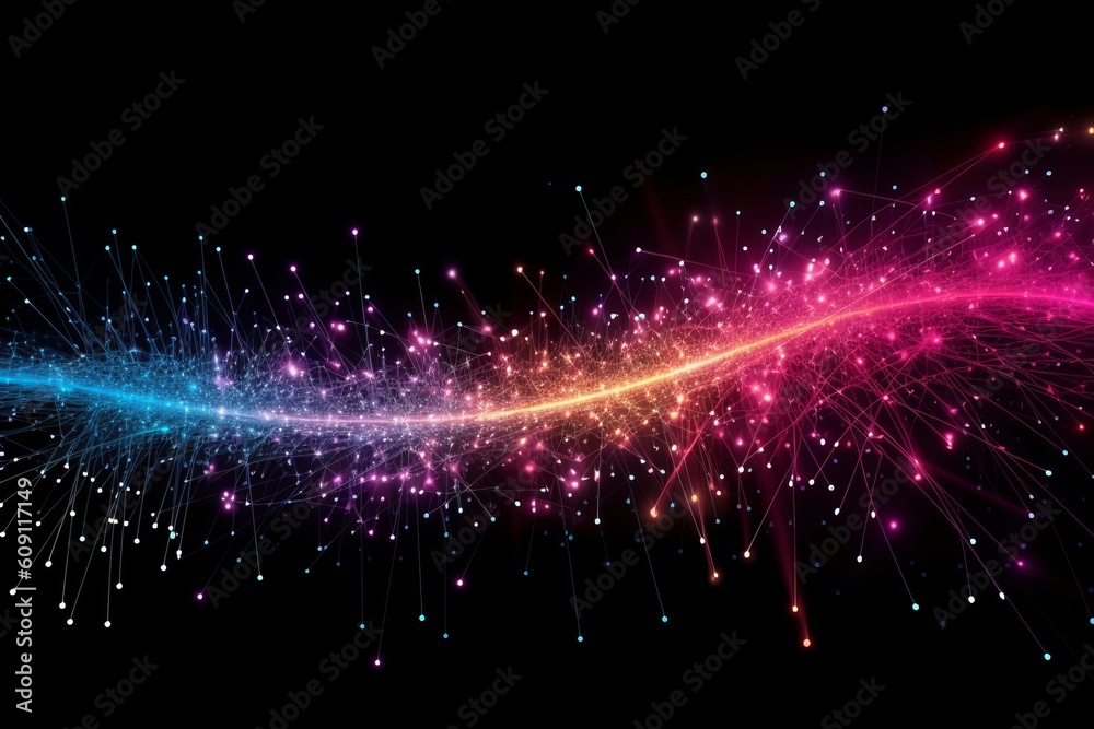 Aufkleber abstract futuristic, network connection fiber optic, transmission line, hop to hop delivery, node to