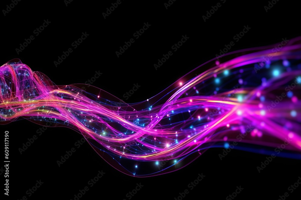 Poster abstract futuristic, network connection fiber optic, transmission line, hop to hop delivery, node to