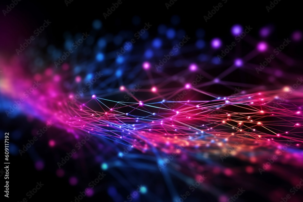 Poster abstract futuristic, network connection fiber optic, transmission line, hop to hop delivery, node to