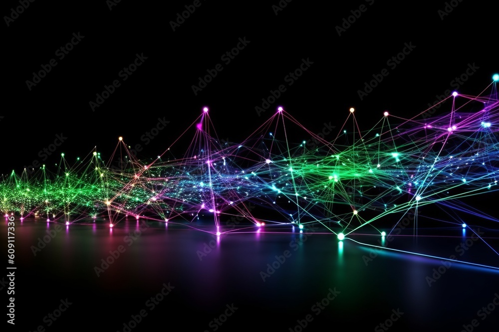 Aufkleber abstract futuristic, network connection fiber optic, transmission line, hop to hop delivery, node to