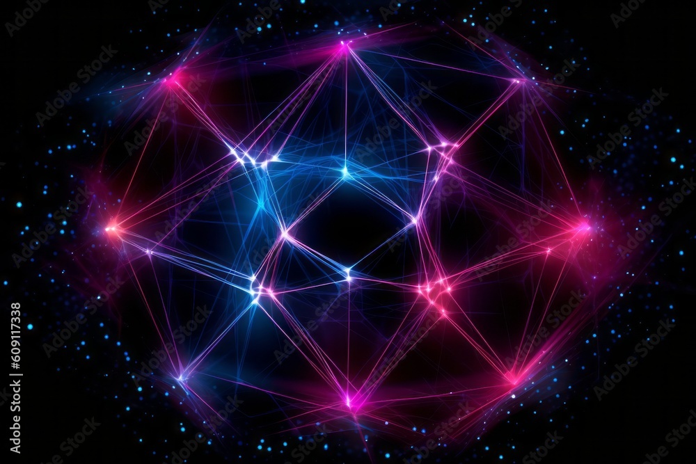 Aufkleber abstract futuristic, network connection fiber optic, transmission line, hop to hop delivery, node to