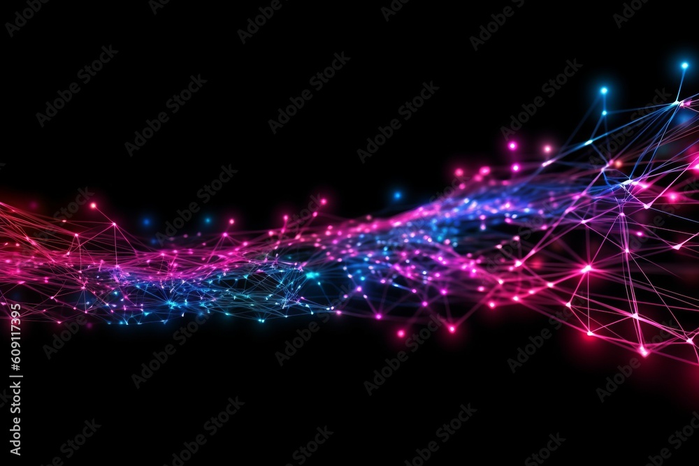Aufkleber abstract futuristic, network connection fiber optic, transmission line, hop to hop delivery, node to
