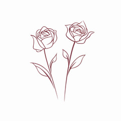 Contemporary roses illustration with clean vector lines.