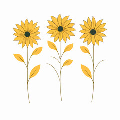 Whimsical vector illustration of a blooming sunflower.