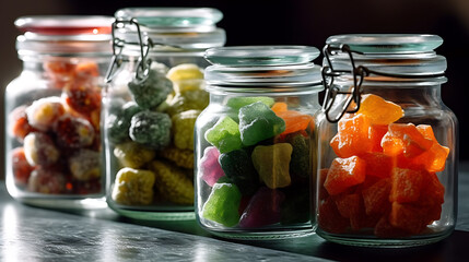 Fototapeta na wymiar Cannabis edibles in a glass jar generative ai