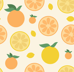 Lemon Vector, Lemon Pattern, Summer Pattern, Citrus Pattern, Orange Pattern, Orange Wallpaper, Seamless Repeat Pattern Vector Illustration Background