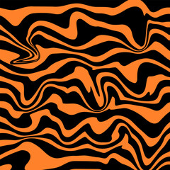 Tiger Print. Animal abstract lines, tiger stripes. Line background. Black and orange vector Illustration