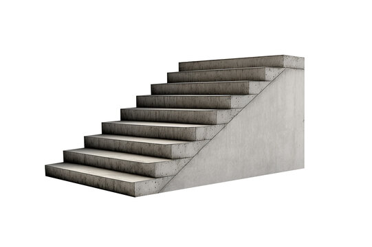 concrete stairs isolated transparency background. Generative AI	