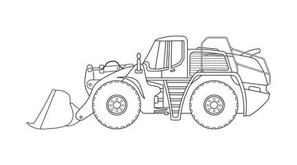Hand drawn Vector illustration color children construction wheel loader construction vehicle clipart