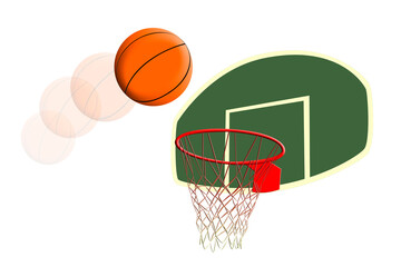 a clip art image of a basketball going into a hoop © Designpics