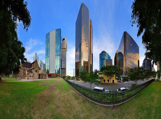 360 degree panoramic from a park in Brisbane City - obrazy, fototapety, plakaty