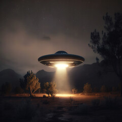 A UFO landing in the forest,  generative ai technology