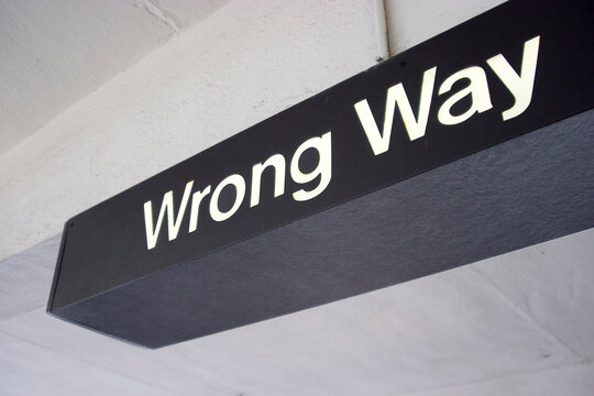 This is a "Wrong Way" sign I found in a parking structure.