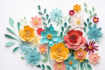 Abstraction. Flowers cut out of paper. Made with Generative AI.