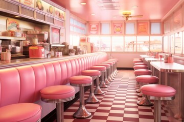 American diner, 50 and 60s style, retro or vintage restaurant Generative AI tool