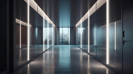 corridor with lights coming out of it.generative ai
