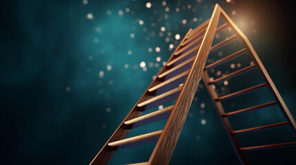 wooden ladder leading to a starry sky.generative ai