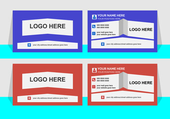 Set of cards.Double-sided creative business card template.Blue and pink business card clean design vector template.