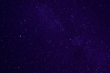 Dark blue night starry sky. Space background. Milky Way and star on dark background. Universe filled with stars. Space galaxy