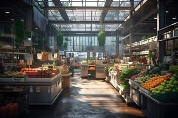 modern market with stuff and equipment professional photography ai generated