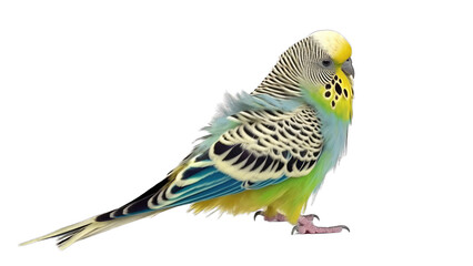 Budgerigar isolated on transparent background created with generative AI technology