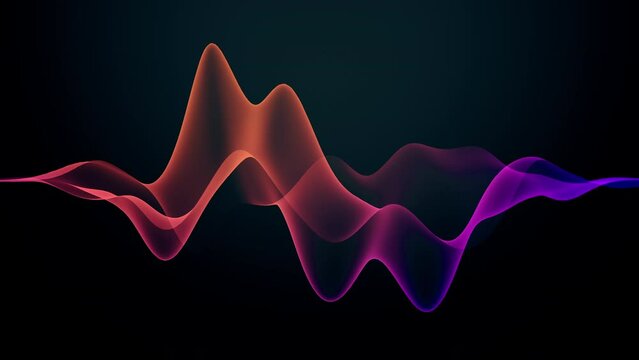 3D colourful visualisation of voice record. 4K wavy abstract animation